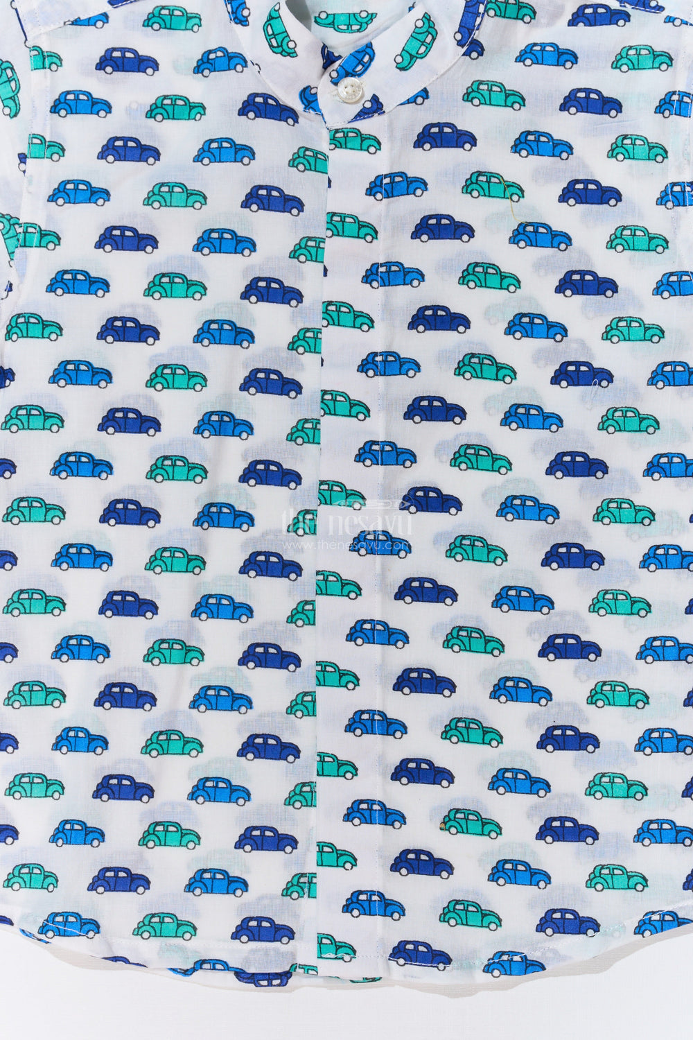 The Nesavu Boys Cotton Shirt Boys Casual Cotton Shirts in Soft Cotton Block Print with Fun Car Motif Nesavu Nesavu Boys Casual Cotton Shirt Soft Cotton Block Print Car Motif