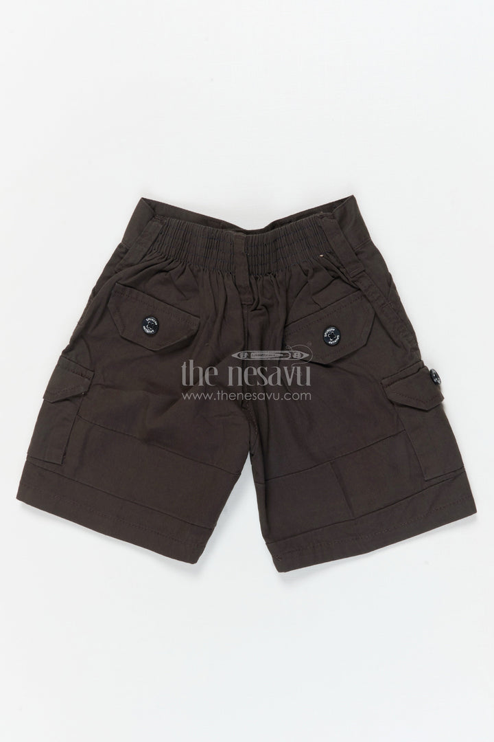 The Nesavu Boys Shorts Boys Casual Cotton Shorts for Daily Wear and Outings Nesavu 16 (1Y) / Black / Cotton BWS074E-16 Nesavu cotton shorts for boys with practical pockets – great for playdates, school and summer outings