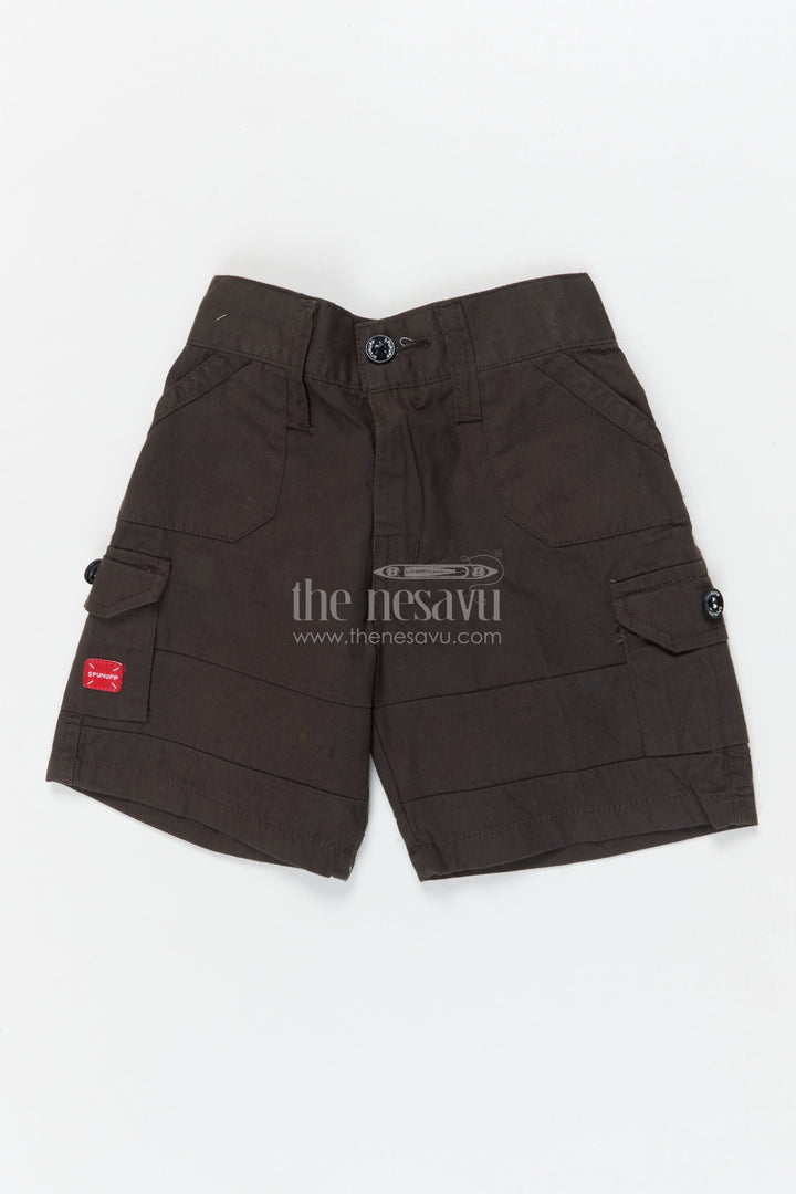 The Nesavu Boys Shorts Boys Casual Cotton Shorts for Daily Wear and Outings Nesavu 16 (1Y) / Black / Cotton BWS074E-16 Nesavu cotton shorts for boys with practical pockets – great for playdates, school and summer outings