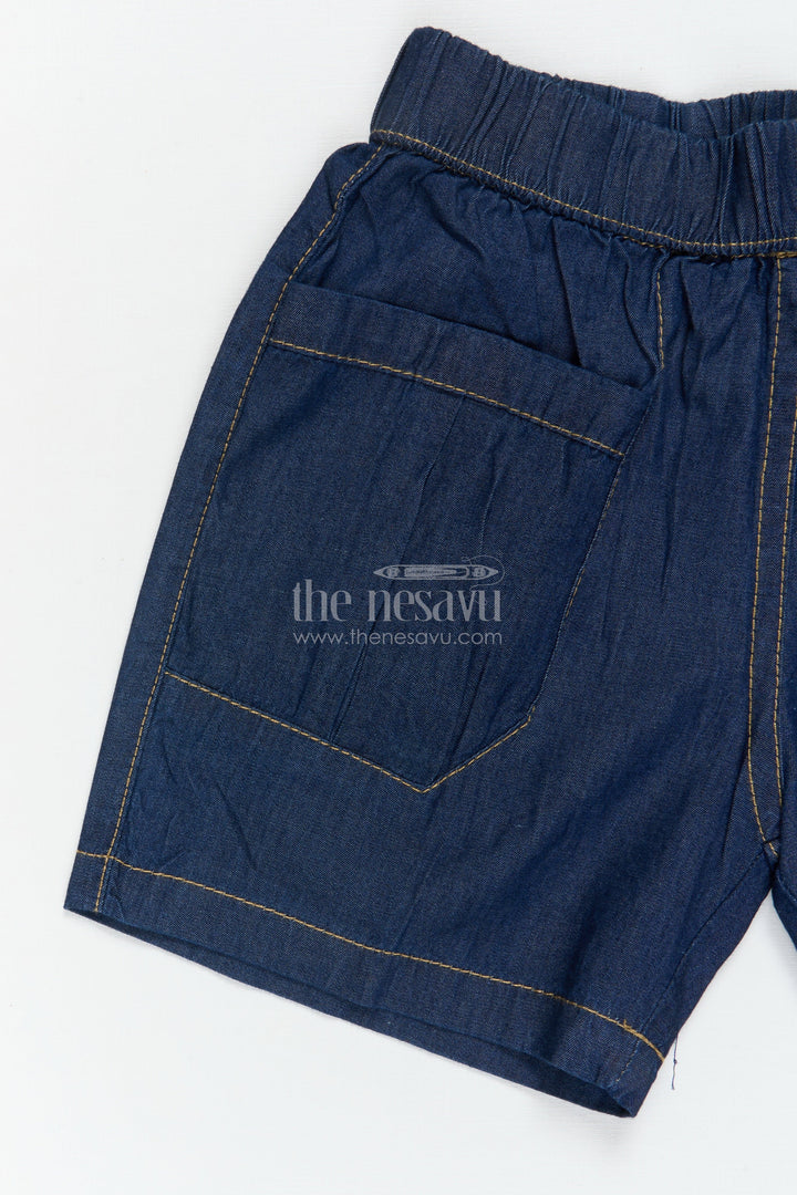 The Nesavu Boys Shorts Boys Casual Cotton Shorts with Contrast Stitching for Daily Use Nesavu 16 (1Y) / Blue / Cotton BWS073B-16 Nesavu boys cotton shorts with contrast stitching – ideal for casual outings, school and play