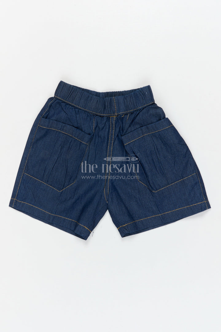 The Nesavu Boys Shorts Boys Casual Cotton Shorts with Contrast Stitching for Daily Use Nesavu 16 (1Y) / Blue / Cotton BWS073B-16 Nesavu boys cotton shorts with contrast stitching – ideal for casual outings, school and play