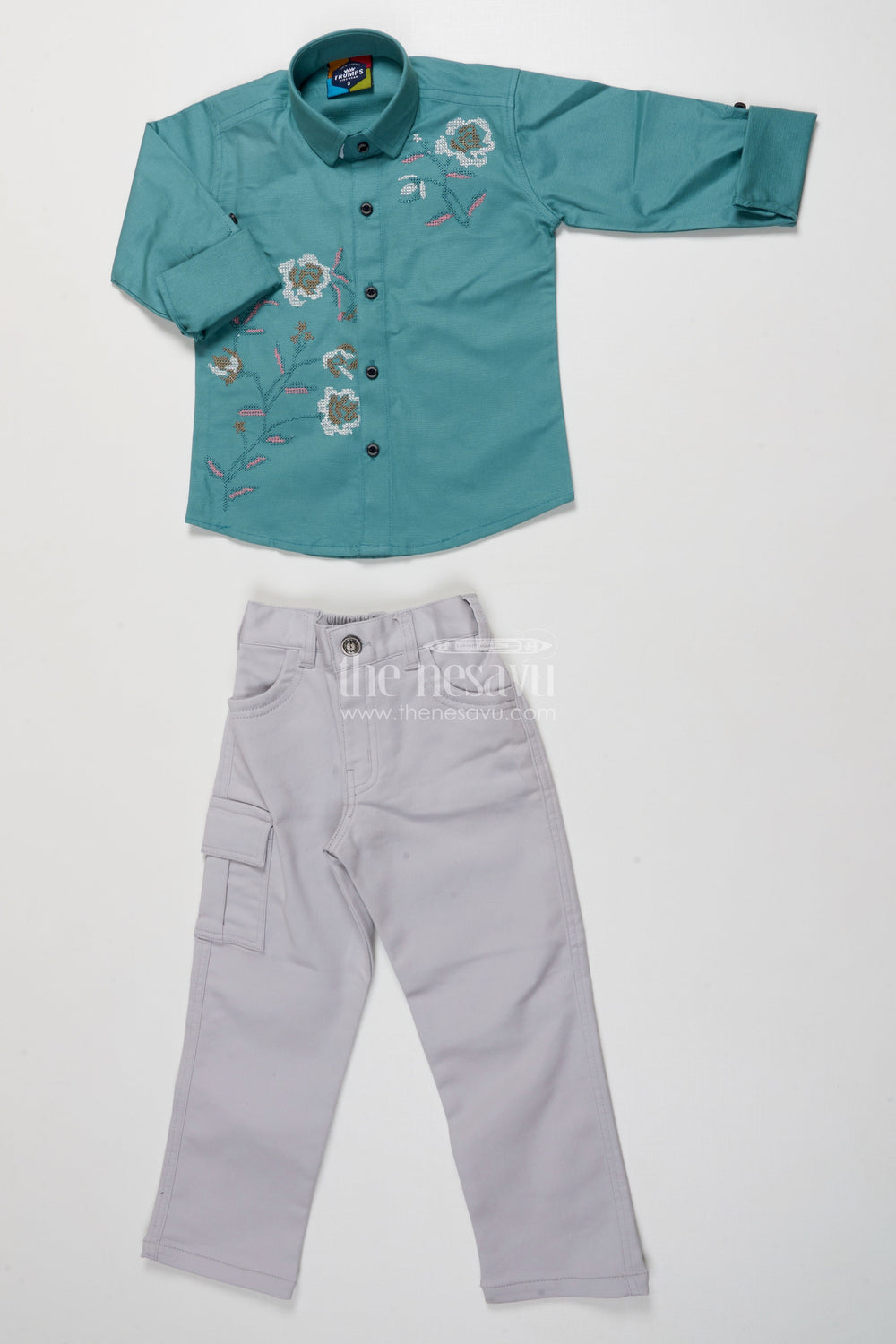 The Nesavu Boys Casual Set Boys Casual Kurta Set for Family Outings and Festive Gatherings Nesavu Nesavu boys casual kurta set thread embroidery festive family occasions