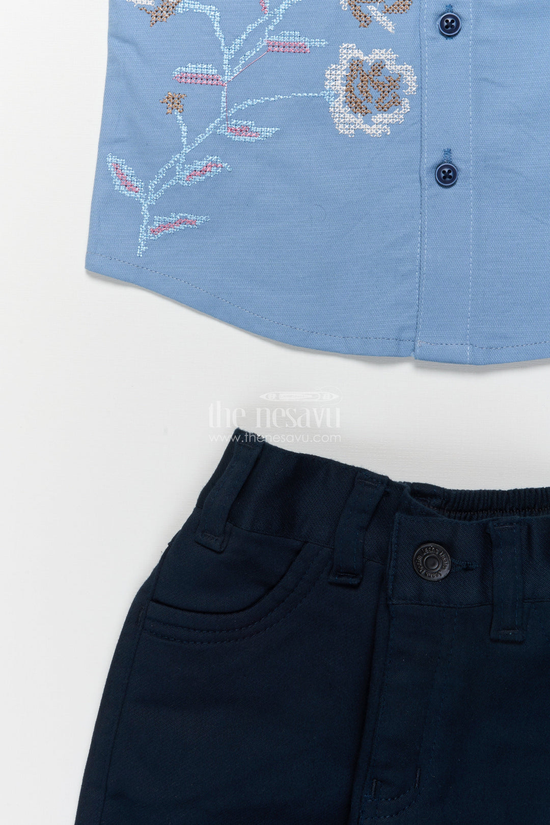The Nesavu Boys Casual Set Boys Casual Kurta Set for Festive School Events and Gatherings Nesavu Nesavu boys cotton kurta set embroidery school ethnic day casual festivities