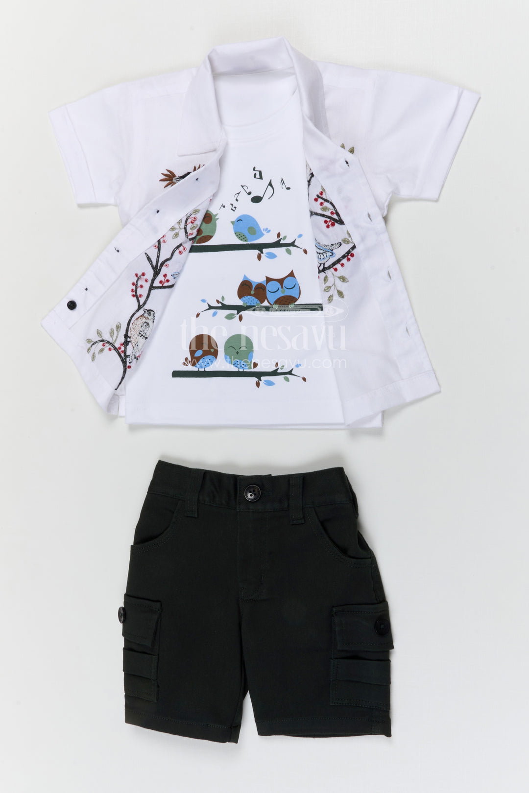 The Nesavu Boys Casual Set Boys Casual Outfit Set for Summer Outings and Everyday Comfort Nesavu Nesavu boys cotton casual set with digital print shirt for summer outings and everyday wear