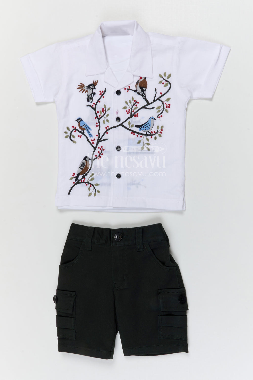 The Nesavu Boys Casual Set Boys Casual Outfit Set for Summer Outings and Everyday Comfort Nesavu Nesavu boys cotton casual set with digital print shirt for summer outings and everyday wear