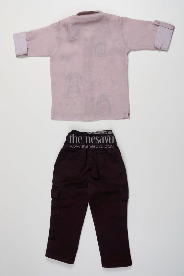 The Nesavu Boys Casual Set Boys Casual Shirt and Pant Set for Everyday Wear and Outings Nesavu Nesavu boys casual cotton blend shirt pant set embroidery daily wear outings