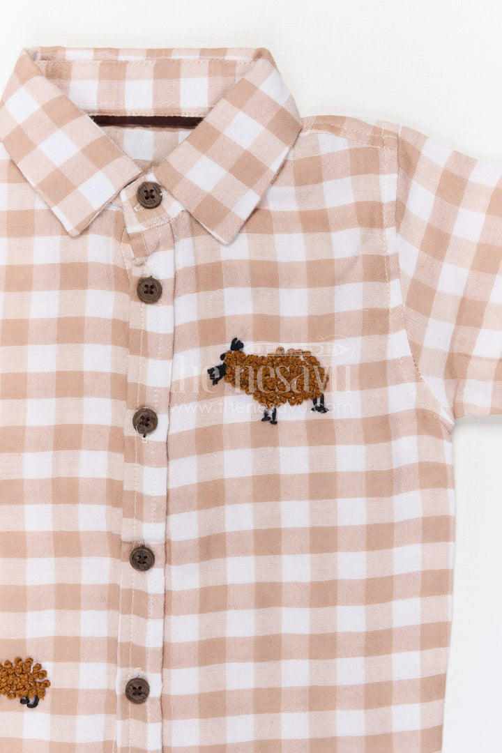 The Nesavu Boys Casual Set Boys Casual Shirt and Pant Set for Family Outings and Celebrations Nesavu Nesavu boys cotton checked shirt and pant set for family outings birthday parties and casual events