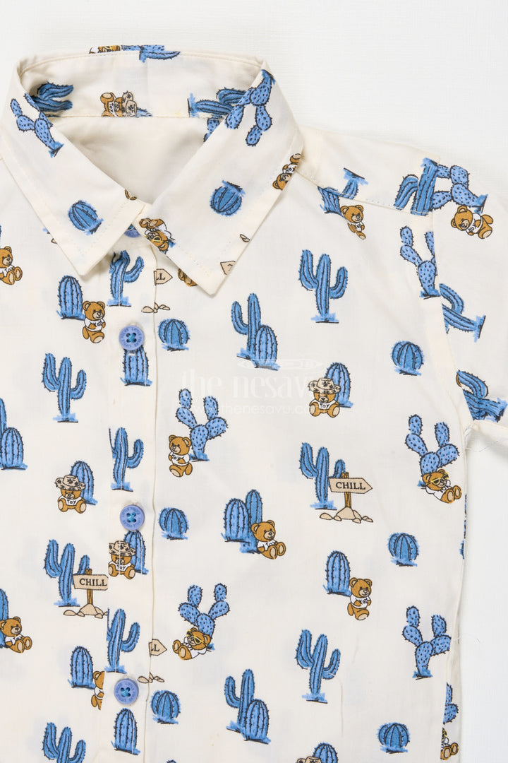 The Nesavu Boys Casual Set Boys Casual Shirt and Pant Set for Smart Everyday Dressing Nesavu Nesavu boys printed shirt and cotton pant casual set for playful everyday style