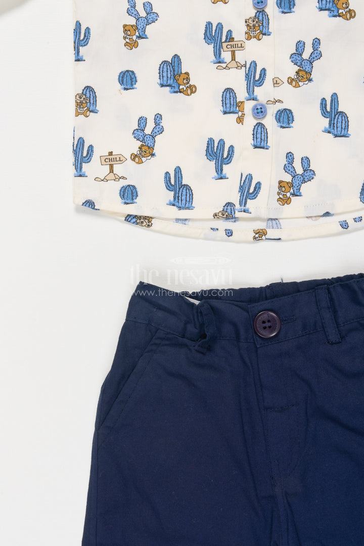 The Nesavu Boys Casual Set Boys Casual Shirt and Pant Set for Smart Everyday Dressing Nesavu Nesavu boys printed shirt and cotton pant casual set for playful everyday style