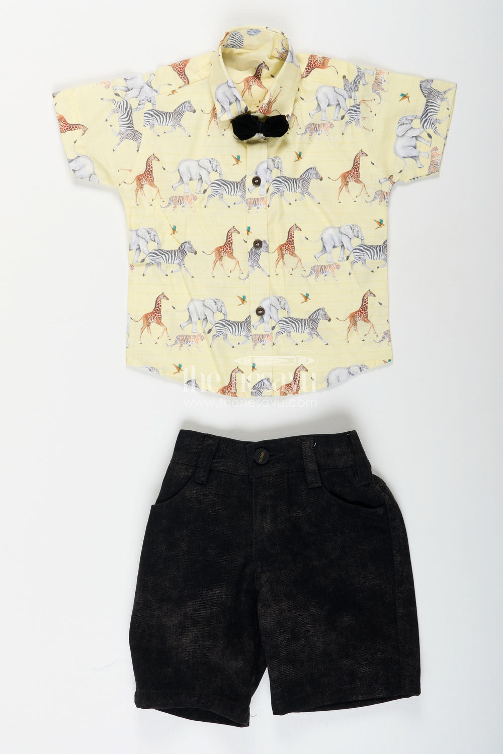 The Nesavu Boys Casual Set Boys Casual Shirt and Shorts Set for Birthday and Everyday Fun Nesavu Nesavu boys cotton shirt shorts set animal print birthdays casual occasions