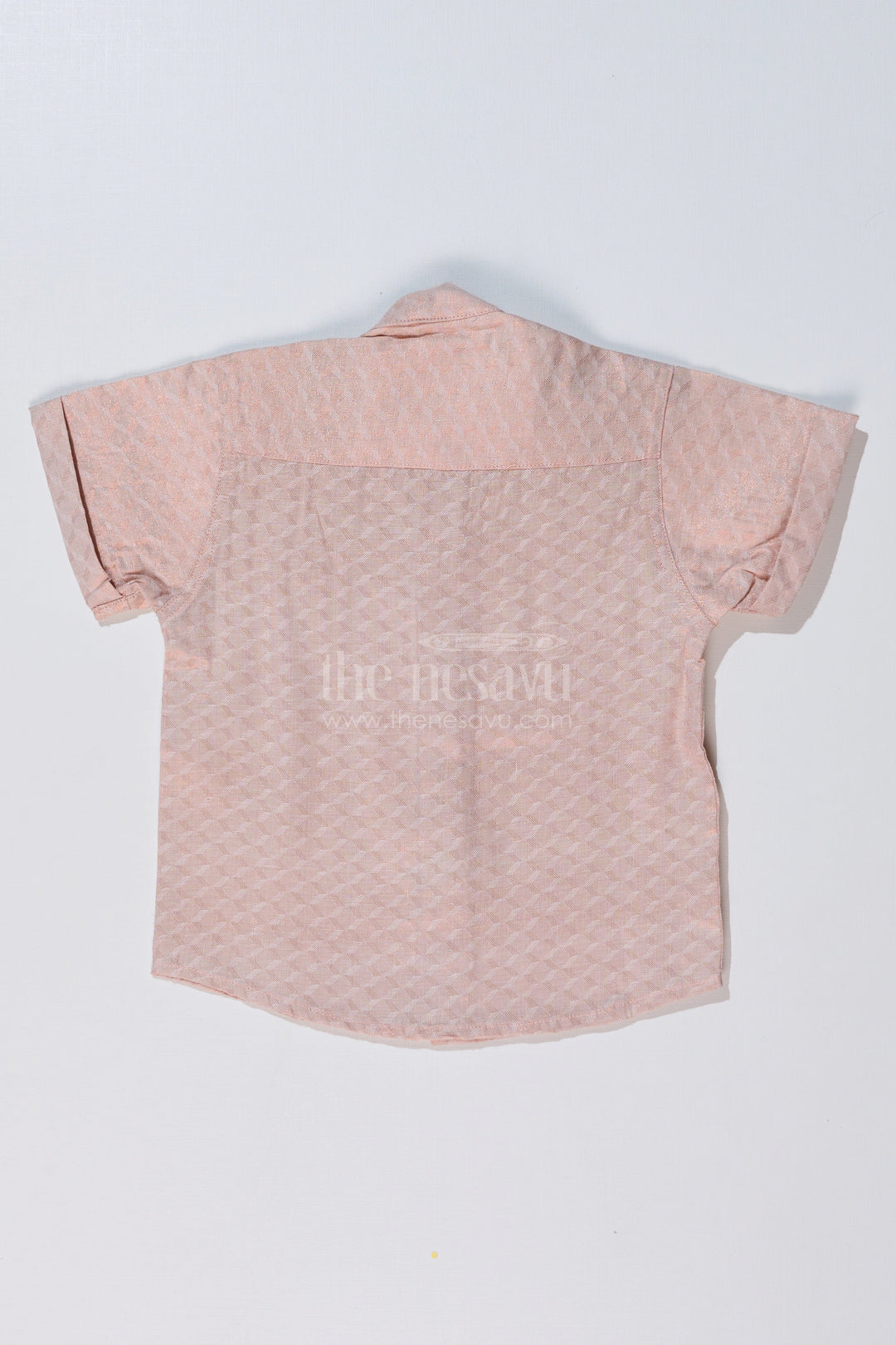 The Nesavu Boys Silk Shirt Boys Casual Silk Blend Shirt in Beige with Minimal Embroidery and Mandarin Collar Nesavu Nesavu Boys Beige Silk Blend Shirt Embroidered Flamingo Mandarin Collar