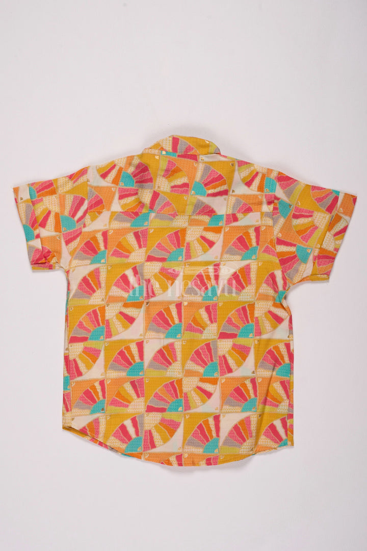The Nesavu Boys Cotton Shirt Boys Chanderi Christmas Shirts for Guys with Colorful Abstract Geometric Print Nesavu 16 (1Y) / Multicolor BS219A-16 Nesavu Boys Chanderi Christmas Shirts Colorful Abstract Geometric Print
