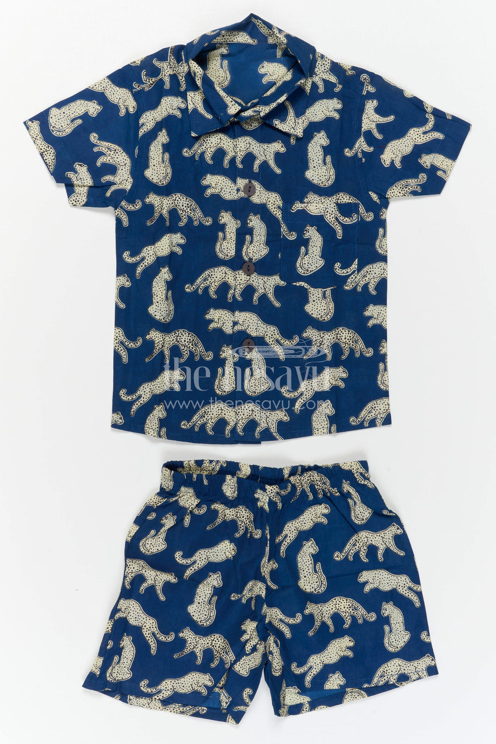 The Nesavu Boys Casual Set Boys Co Ord Set for Travel and Summer Vacation Wear Nesavu Nesavu Boys Cotton Co Ord Set For Travel And Vacation With Digital Print Shirt And Shorts Outfit