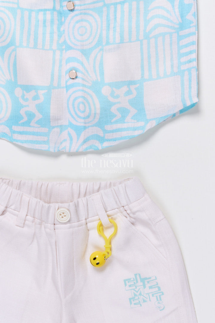 The Nesavu Boys Casual Set Boys Cotton 3-Piece Casual Set with Printed Tee and Open Shirt Nesavu Nesavu boys 3-piece cotton casual set printed tee shirt perfect outfit summer outings play