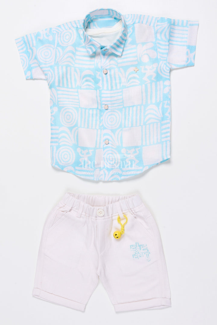 The Nesavu Boys Casual Set Boys Cotton 3-Piece Casual Set with Printed Tee and Open Shirt Nesavu Nesavu boys 3-piece cotton casual set printed tee shirt perfect outfit summer outings play
