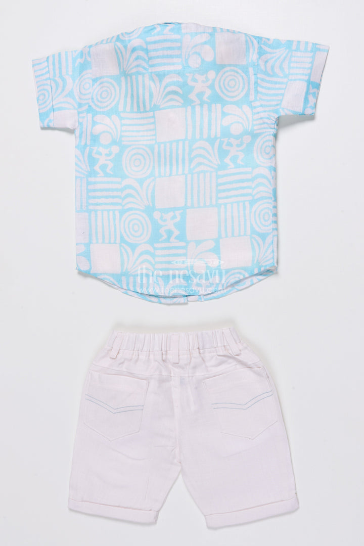 The Nesavu Boys Casual Set Boys Cotton 3-Piece Casual Set with Printed Tee and Open Shirt Nesavu Nesavu boys 3-piece cotton casual set printed tee shirt perfect outfit summer outings play
