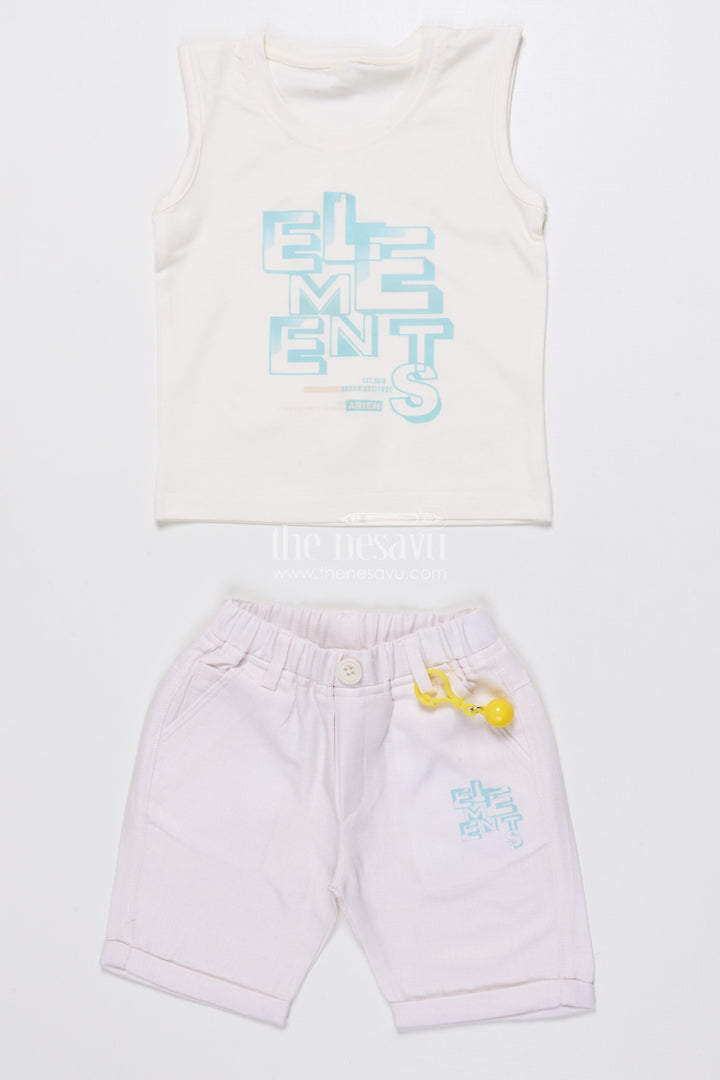 The Nesavu Boys Casual Set Boys Cotton 3-Piece Casual Set with Printed Tee and Open Shirt Nesavu Nesavu boys 3-piece cotton casual set printed tee shirt perfect outfit summer outings play