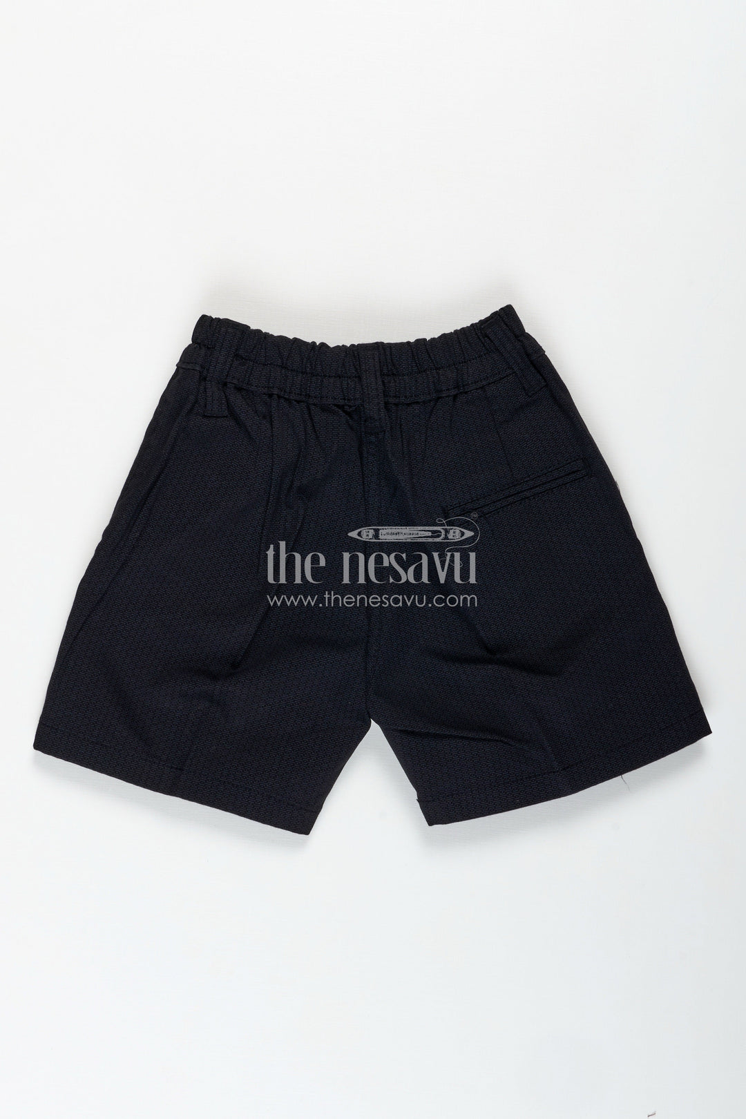 The Nesavu Boys Shorts Boys Cotton Blend Black Short Shorts with Elastic Waist and Tailored Fit for Daily Comfort Nesavu Nesavu Boys Black Cotton Blend Short Shorts Elastic Waist Functional Everyday Style