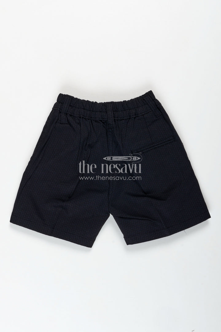 The Nesavu Boys Shorts Boys Cotton Blend Black Short Shorts with Elastic Waist and Tailored Fit for Daily Comfort Nesavu Nesavu Boys Black Cotton Blend Short Shorts Elastic Waist Functional Everyday Style