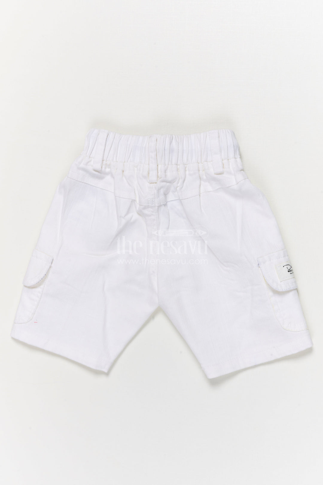 The Nesavu Boys Shorts Boys Cotton Cargo-style Shorts with Sporty Waistband Detail Nesavu Boys cotton shorts with flap pockets and contrast waistband cord