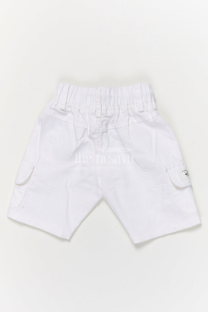 The Nesavu Boys Shorts Boys Cotton Cargo-style Shorts with Sporty Waistband Detail Nesavu Boys cotton shorts with flap pockets and contrast waistband cord