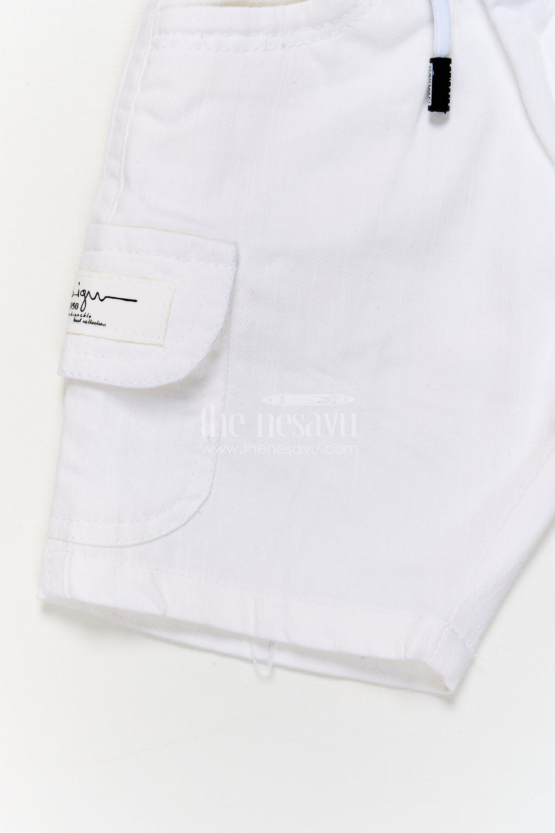 The Nesavu Boys Shorts Boys Cotton Cargo-style Shorts with Sporty Waistband Detail Nesavu Boys cotton shorts with flap pockets and contrast waistband cord