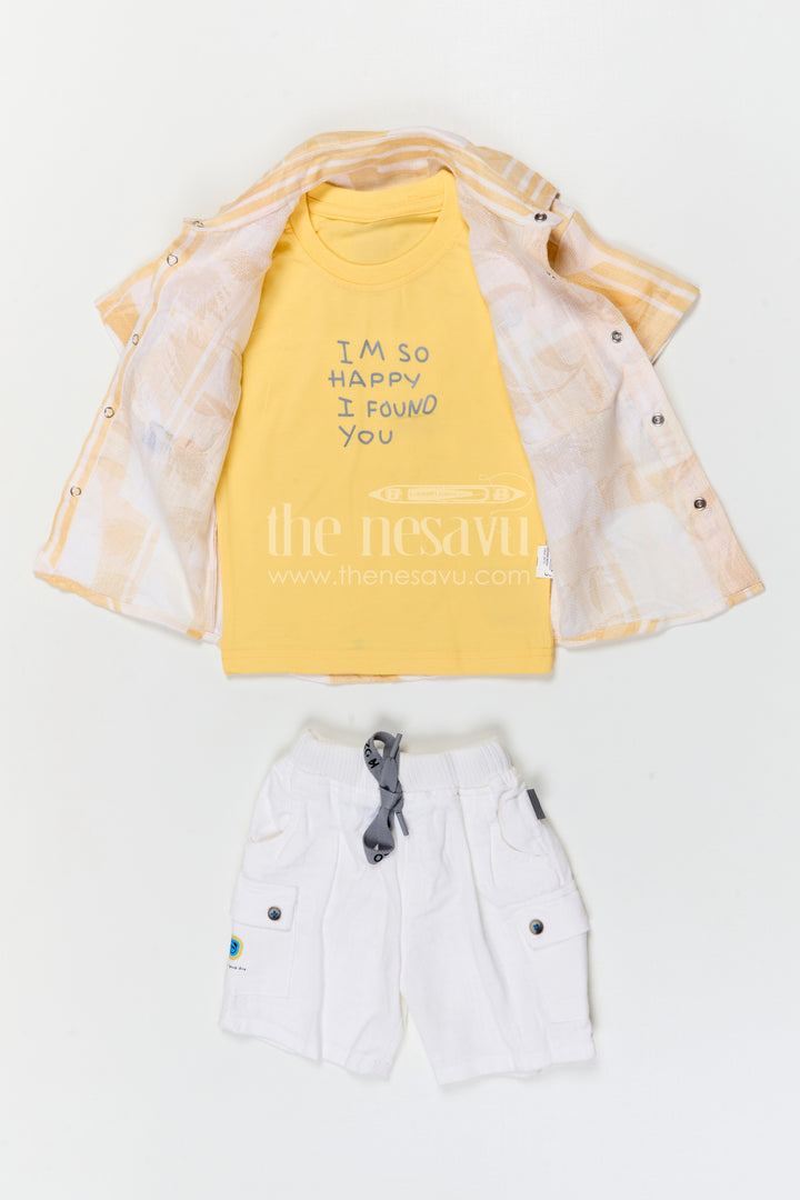 The Nesavu Boys Casual Set Boys Cotton Casual Outfit for Outings and Summer Wear Nesavu Nesavu boys cotton casual outfit for outings with breathable fabric and comfortable shorts summer kids wear