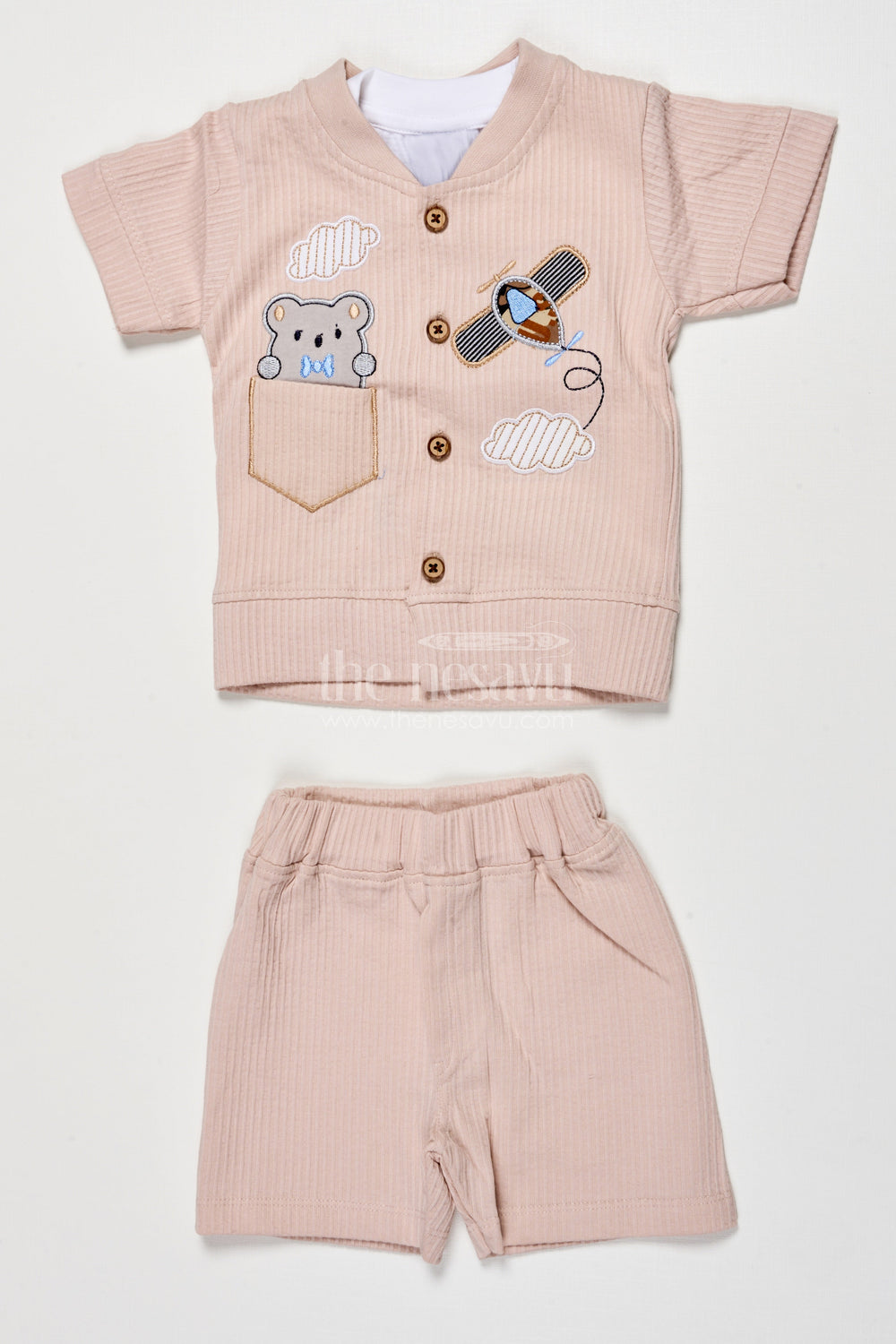 The Nesavu Boys Casual Set Boys Cotton Casual Set for Daily Play and Relaxed Dressing Nesavu 14 (6M) / Beige BCS528A-14 Nesavu boys cotton casual outfit shirt pants daily wear relaxed play
