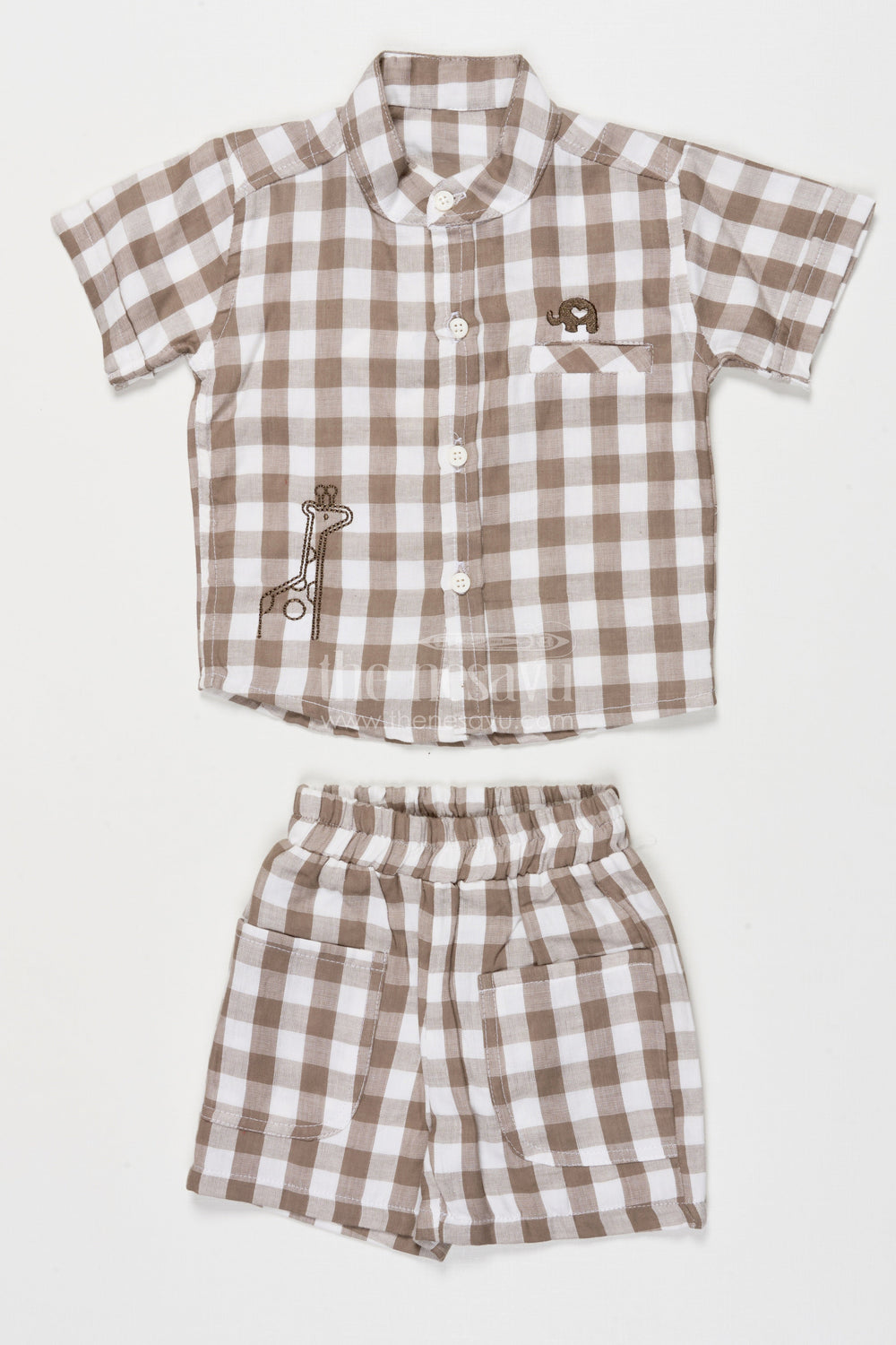 The Nesavu Boys Casual Set Boys Cotton Casual Set for Everyday Wear and Playtime Nesavu 12 (3M) / Gray BCS541B-12 Nesavu boys cotton shirt and shorts set for everyday comfort and casual outings