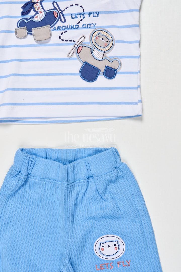 The Nesavu Boys Casual Set Boys Cotton Casual Set for Everyday Wear and Summer Fun Nesavu Nesavu boys cotton casual wear set striped tee shorts daily comfort