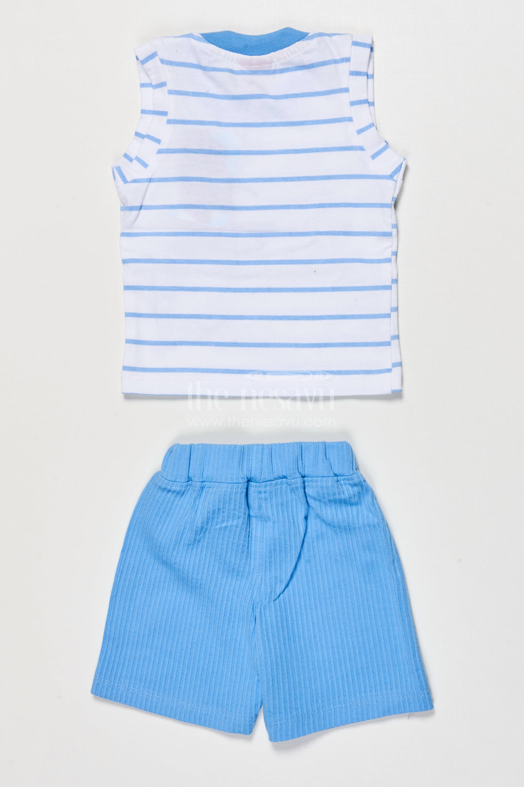 The Nesavu Boys Casual Set Boys Cotton Casual Set for Everyday Wear and Summer Fun Nesavu Nesavu boys cotton casual wear set striped tee shorts daily comfort
