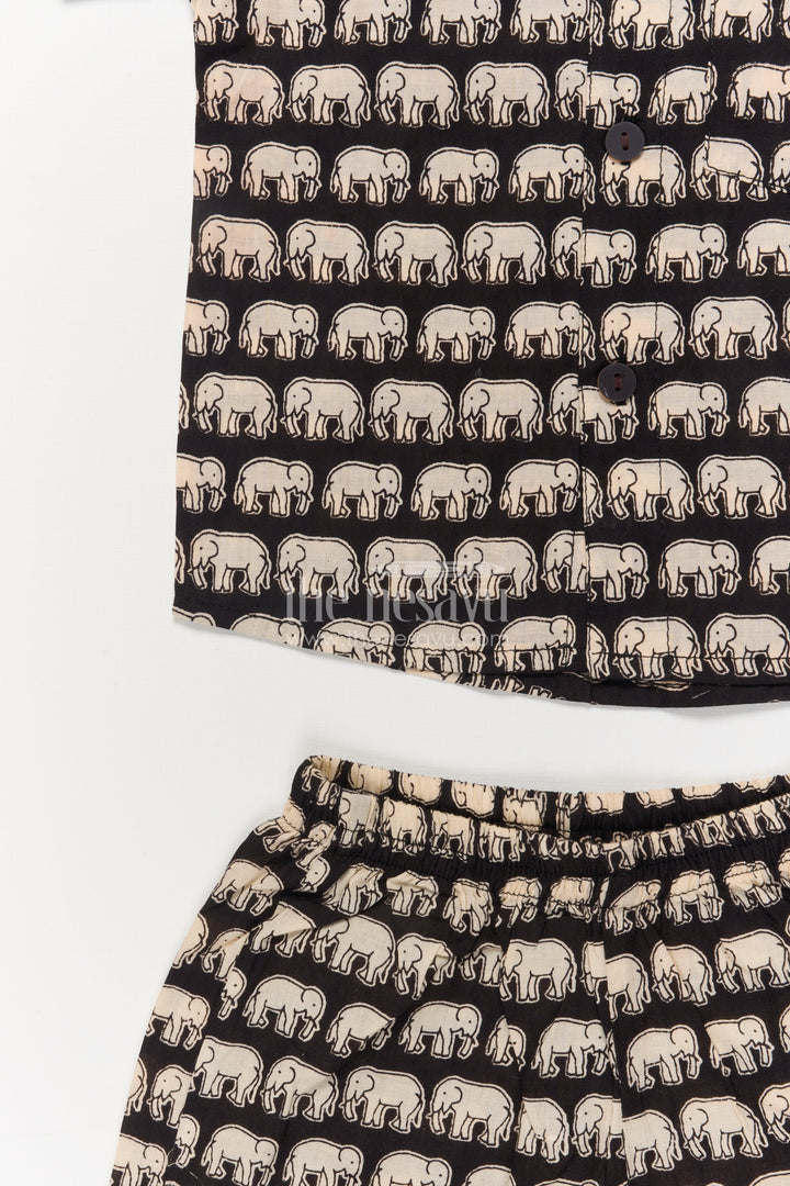 The Nesavu Boys Casual Set Boys Cotton Casual Set with Elephant Print for Playful Comfort Nesavu Nesavu toddler boys cotton casual outfit with elephant digital print – fun and breathable daily wear