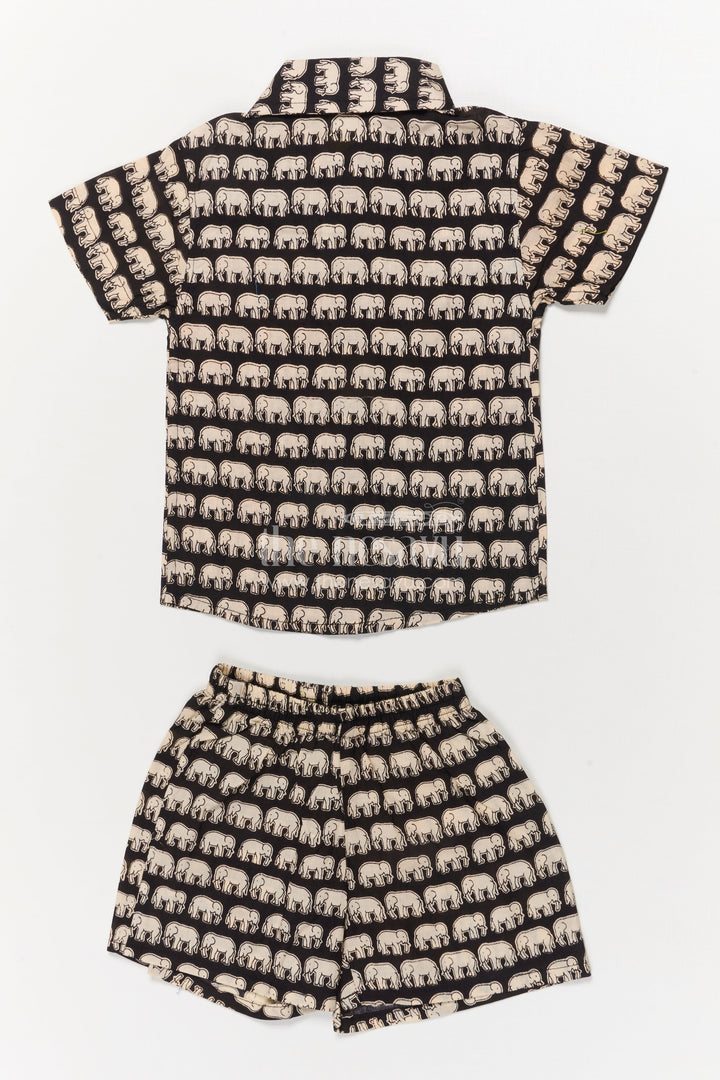 The Nesavu Boys Casual Set Boys Cotton Casual Set with Elephant Print for Playful Comfort Nesavu Nesavu toddler boys cotton casual outfit with elephant digital print – fun and breathable daily wear
