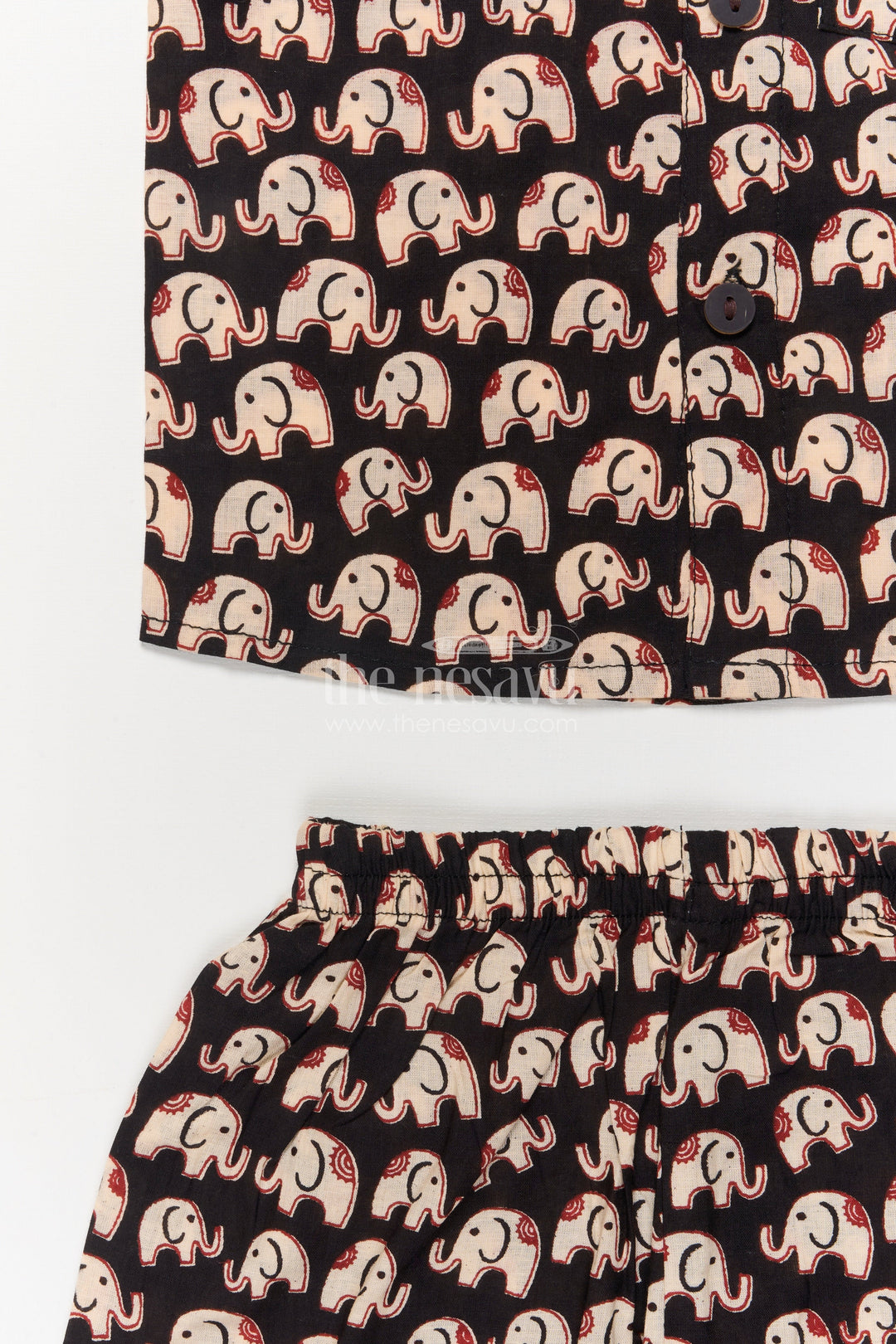 The Nesavu Boys Casual Set Boys Cotton Casual Wear Set with Elephant Pattern for Playful Days Nesavu Nesavu boys cotton set with elephant digital print – breathable casual outfit for toddlers