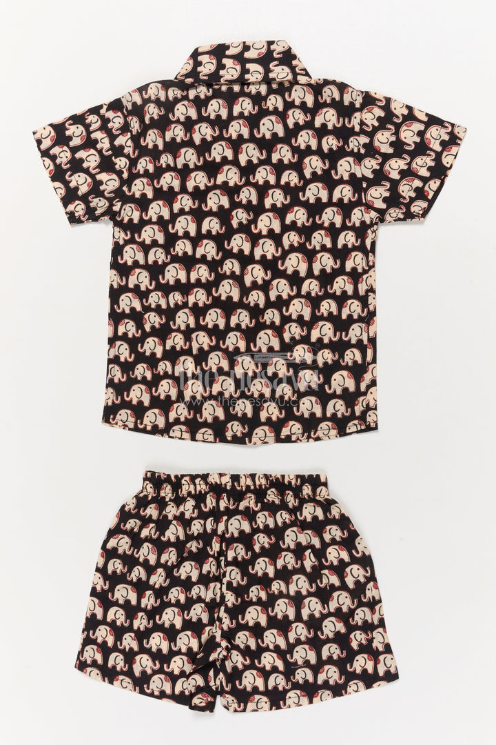 The Nesavu Boys Casual Set Boys Cotton Casual Wear Set with Elephant Pattern for Playful Days Nesavu Nesavu boys cotton set with elephant digital print – breathable casual outfit for toddlers