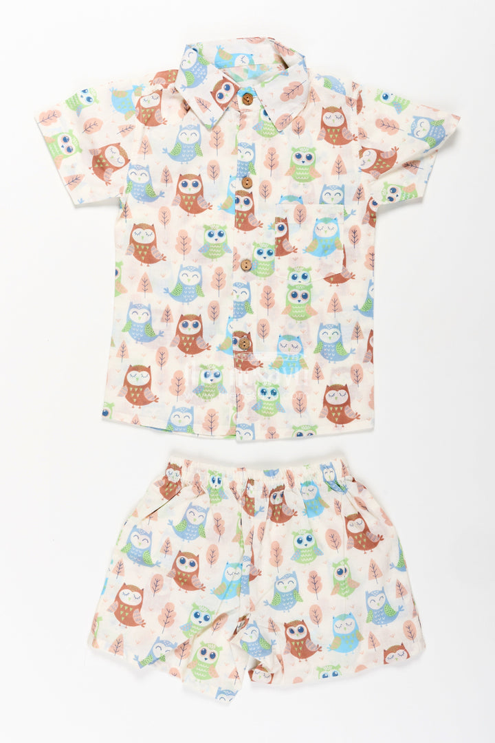 The Nesavu Boys Casual Set Boys Cotton Casual Wears Set in Multicolor Animal Print with Short Sleeve Shirt and Shorts Nesavu Boys Cotton Casual Wears Set Multicolor Animal Print Button-Up Shirt | The Nesavu