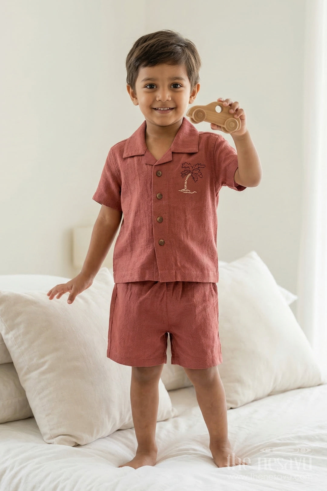 The Nesavu Boys Casual Set Boys Cotton Co Ord Set for Birthday Parties and Outings Nesavu 12 (3M) / Pink / Cotton BCS557B-12 Nesavu Boys Cotton Co Ord Set For Birthday Parties Casual Celebrations And Family Outings