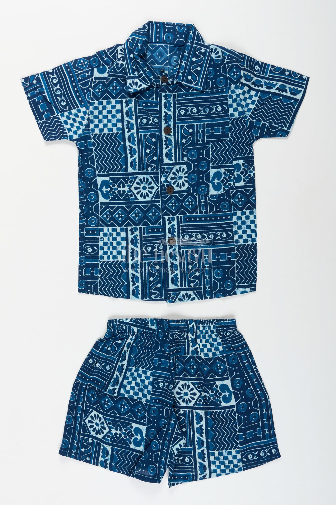 The Nesavu Boys cotton co-ord set for outings and daily wear Nesavu 16 (1Y) / Blue BCS400A-16 Nesavu boys cotton co-ord set digital patch print  perfect casual outfit summer days
