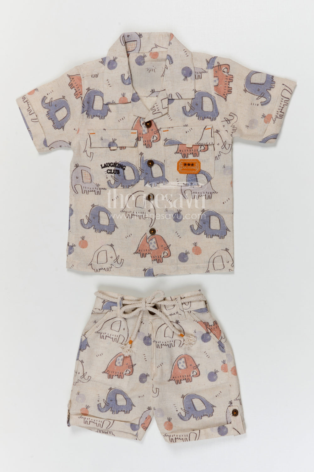 The Nesavu Boys Casual Set Boys Cotton Co Ord Set for Playtime and Daily Wear Nesavu 16 (1Y) / Cream / Cotton BCS584A-16 Nesavu boys cotton co ord set for playtime and daily wear with fun printed design and breathable comfort