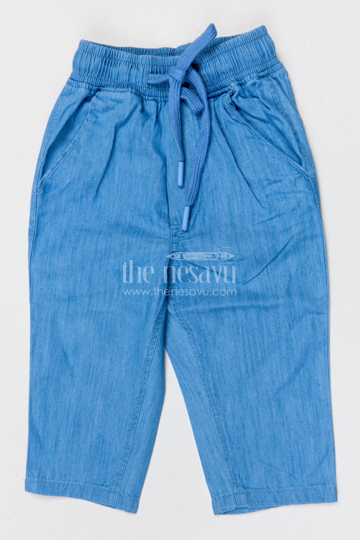The Nesavu Boys Pant Boys Cotton Drawstring Pants for Casual Outings and Daily Comfort Nesavu 16 (1Y) / Blue / Cotton BWP030B-16 Nesavu boys cotton drawstring pants for casual daily wear comfortable breathable kids pants