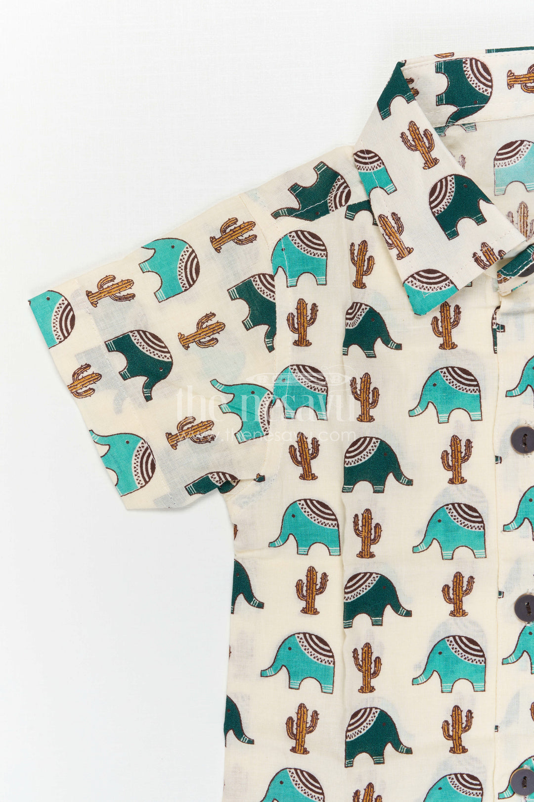 The Nesavu Boys Casual Set Boys Cotton Dress Set for Summer Outings and Playtime Nesavu Nesavu Boys Cotton Co Ord Set For Summer Outings With Digital Print Shirt And Shorts Casual Wear