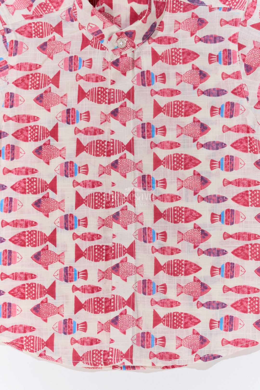 The Nesavu Boys Cotton Shirt Boys Cotton Half Sleeve Shirt with Fish Print in Vibrant Shades for Casual Comfort Nesavu Nesavu Boys Cotton Half Sleeve Shirt Vibrant Fish Print Playful Style