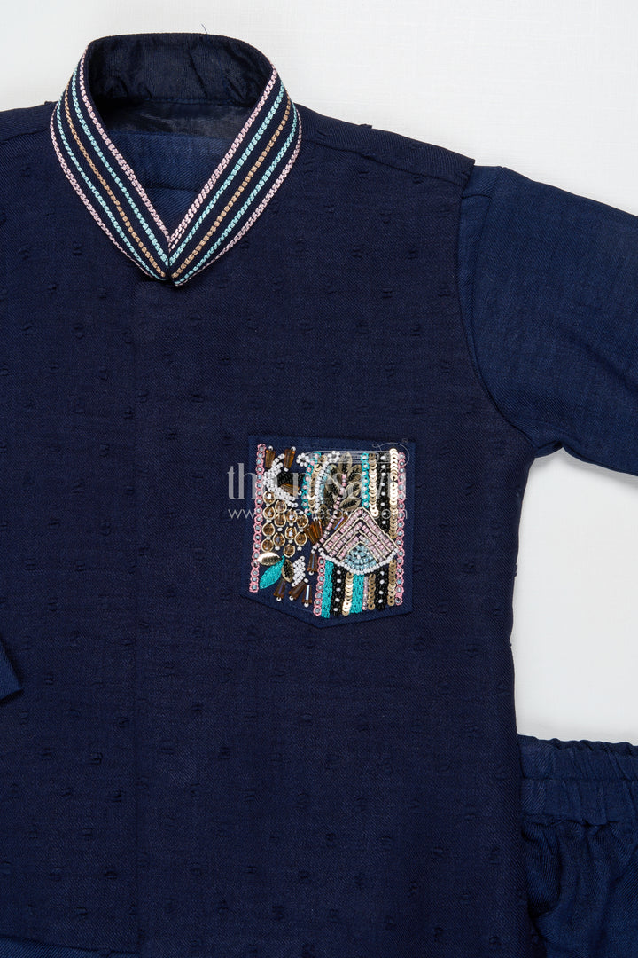 The Nesavu Boys Jacket Sets Boys Cotton Jacket Set for Festive Functions and Wedding Receptions Nesavu Nesavu boys cotton jacket kurta set for festive functions and traditional ceremonies