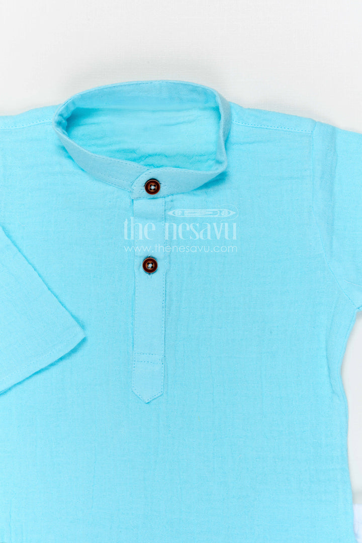 The Nesavu Boys Casual Set Boys Cotton Kurta Set for Casual Outings and Festive Wear Nesavu Nesavu boys muslin cotton kurta set for casual outings and festive family gatherings