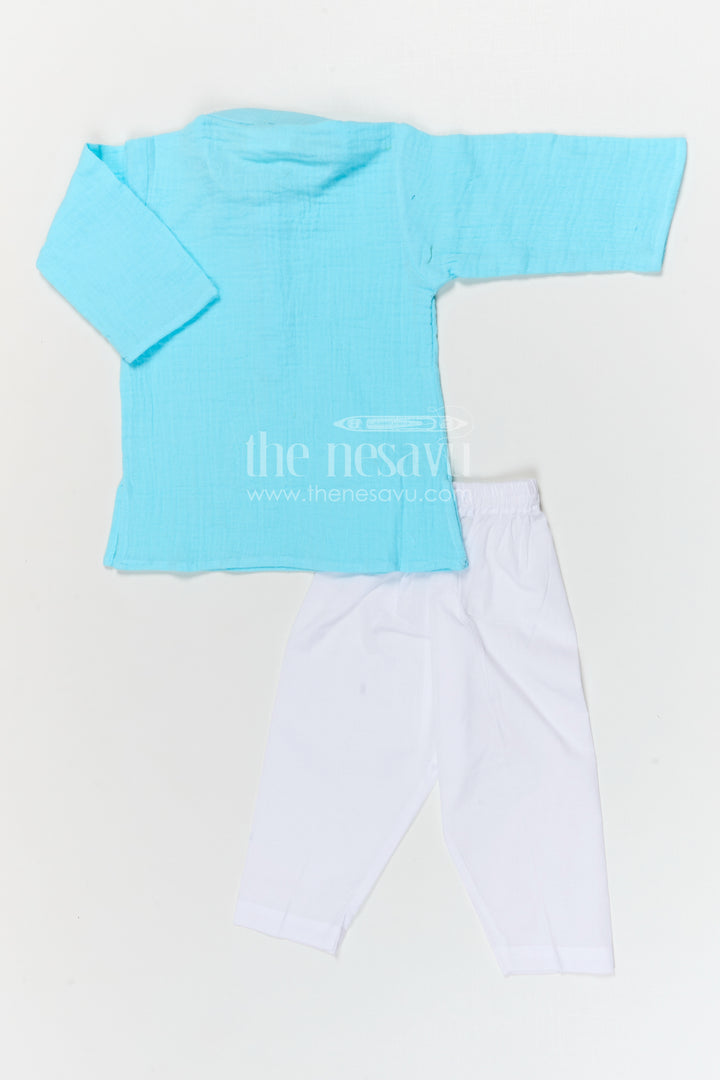 The Nesavu Boys Casual Set Boys Cotton Kurta Set for Casual Outings and Festive Wear Nesavu Nesavu boys muslin cotton kurta set for casual outings and festive family gatherings