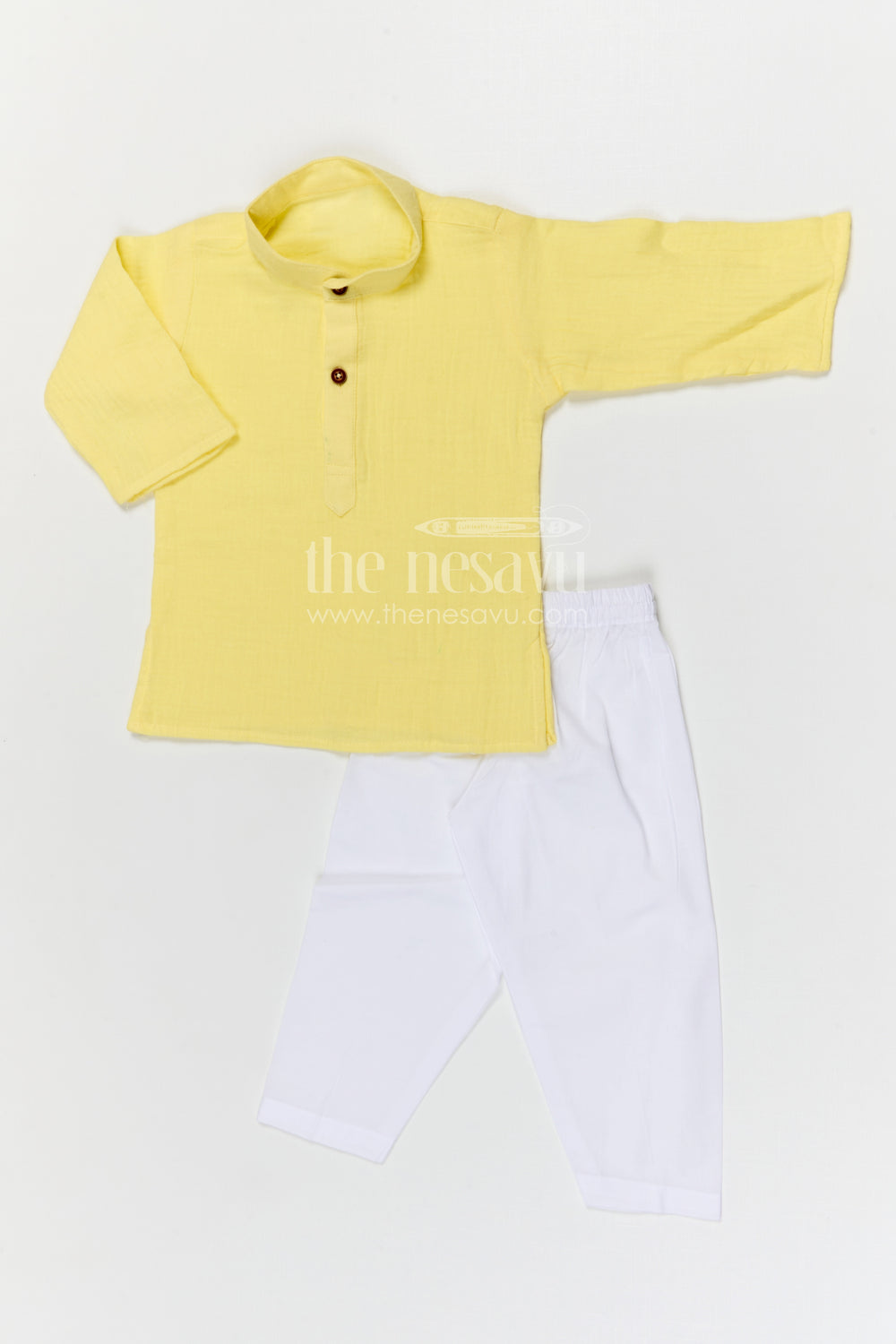 The Nesavu Boys Casual Set Boys Cotton Kurta Set for Festive Outings and Family Visits Nesavu Nesavu boys muslin cotton kurta set for festive outings and traditional family gatherings