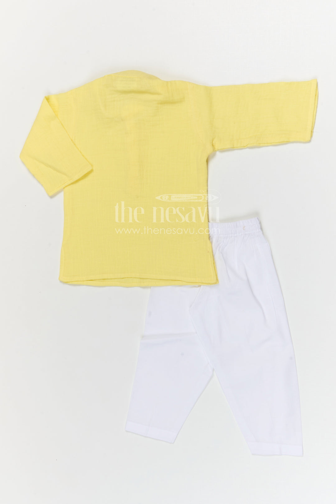 The Nesavu Boys Casual Set Boys Cotton Kurta Set for Festive Outings and Family Visits Nesavu Nesavu boys muslin cotton kurta set for festive outings and traditional family gatherings