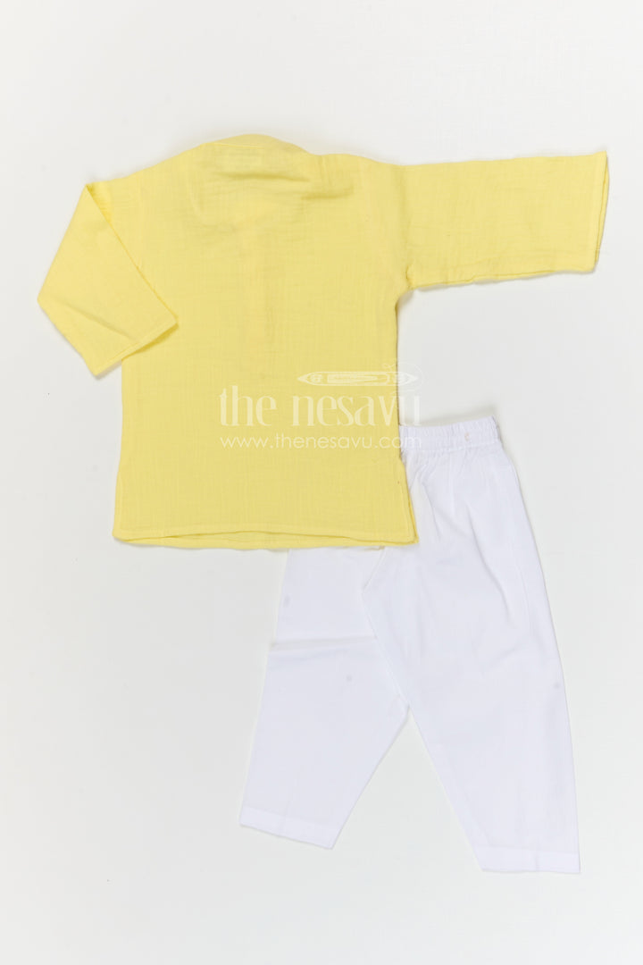 The Nesavu Boys Casual Set Boys Cotton Kurta Set for Festive Outings and Family Visits Nesavu Nesavu boys muslin cotton kurta set for festive outings and traditional family gatherings
