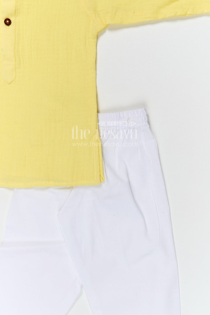 The Nesavu Boys Casual Set Boys Cotton Kurta Set for Festive Outings and Family Visits Nesavu Nesavu boys muslin cotton kurta set for festive outings and traditional family gatherings