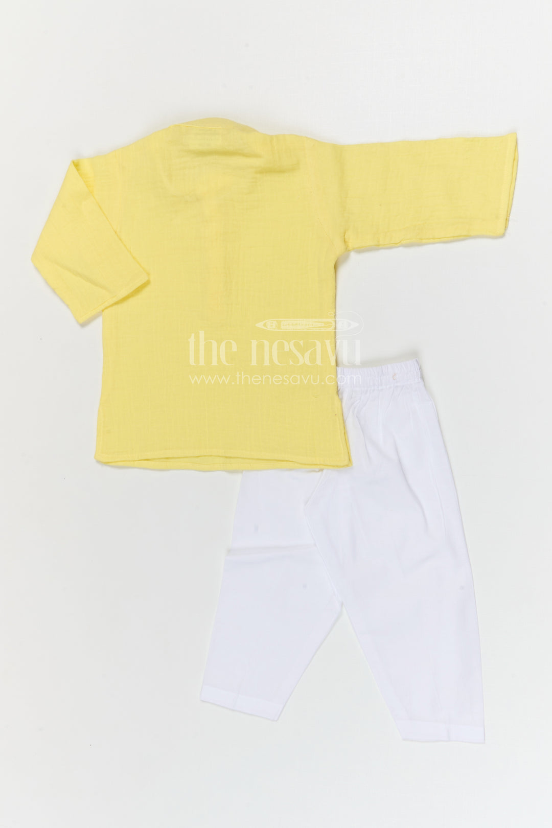 The Nesavu Boys Casual Set Boys Cotton Kurta Set for Festive Outings and Family Visits Nesavu Nesavu boys muslin cotton kurta set for festive outings and traditional family gatherings